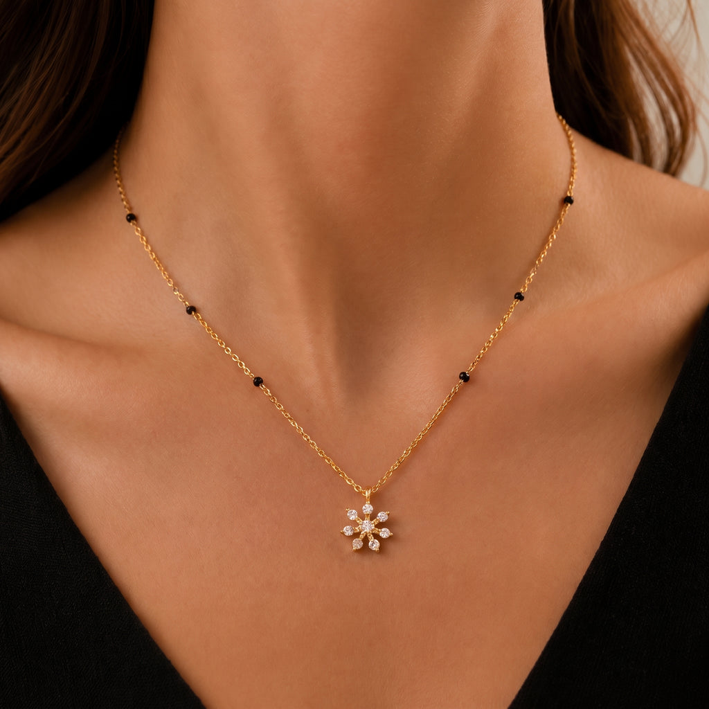 Floral Sparkle Mangalsutra Necklace