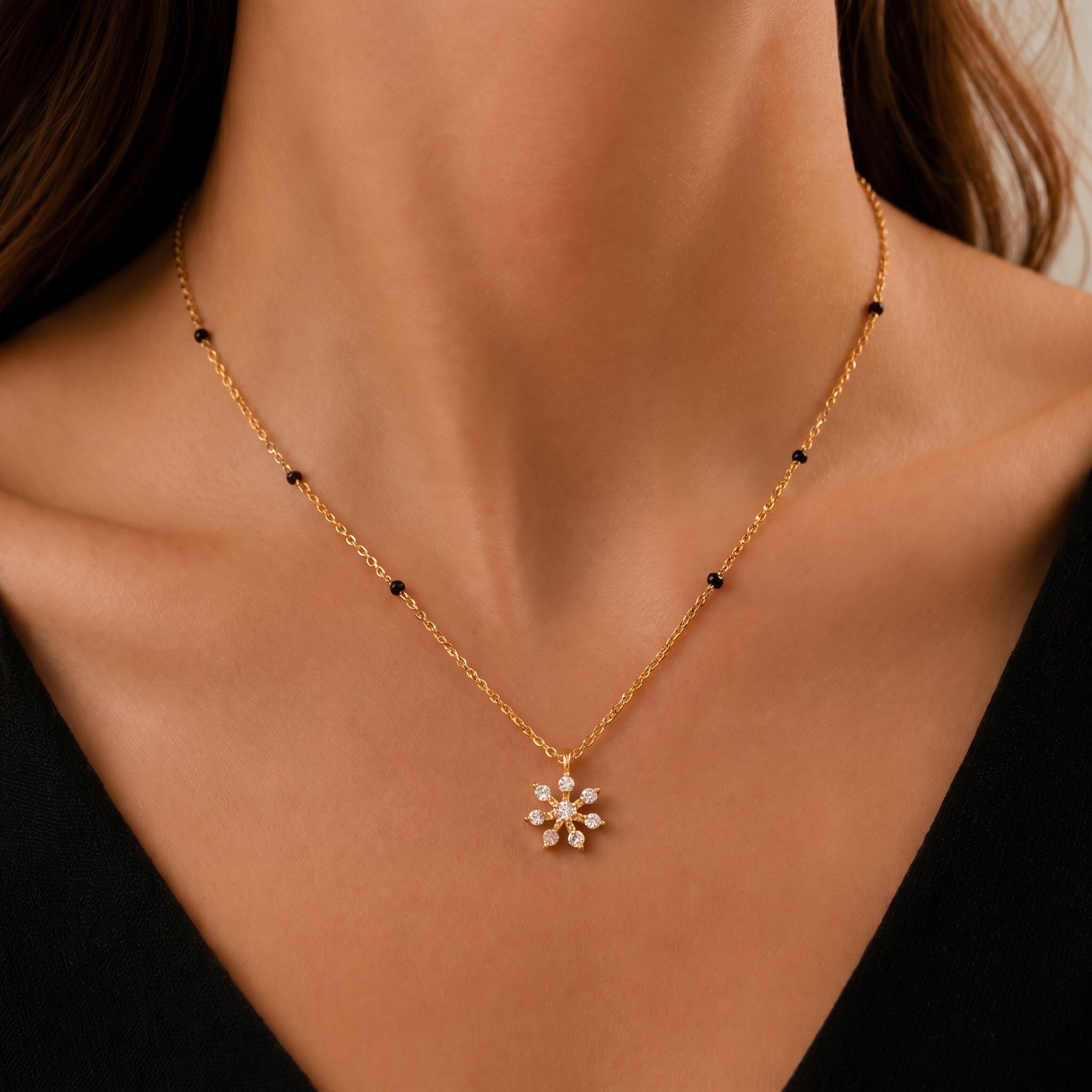 Floral Sparkle Mangalsutra Necklace
