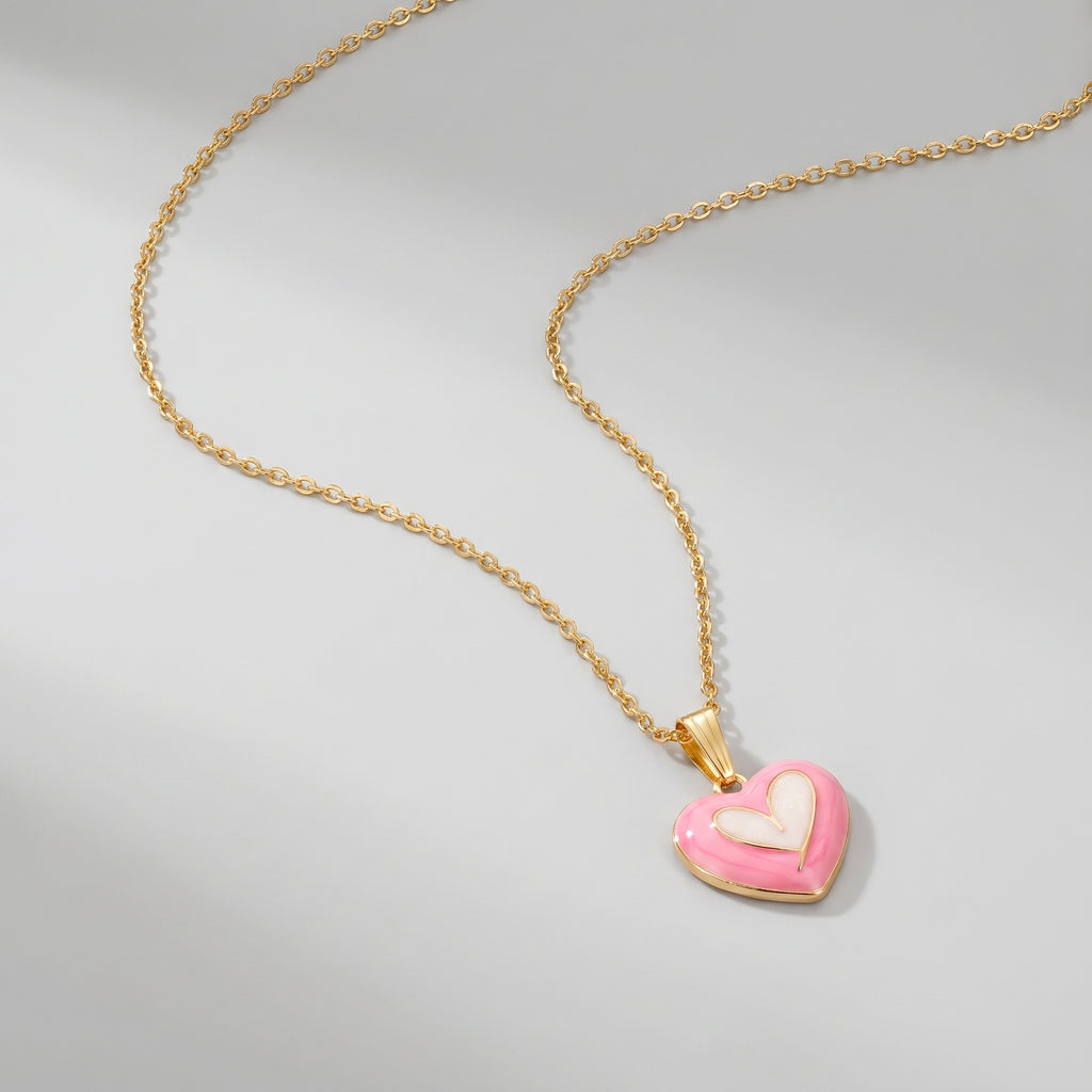Pink Heart Pendant Necklace