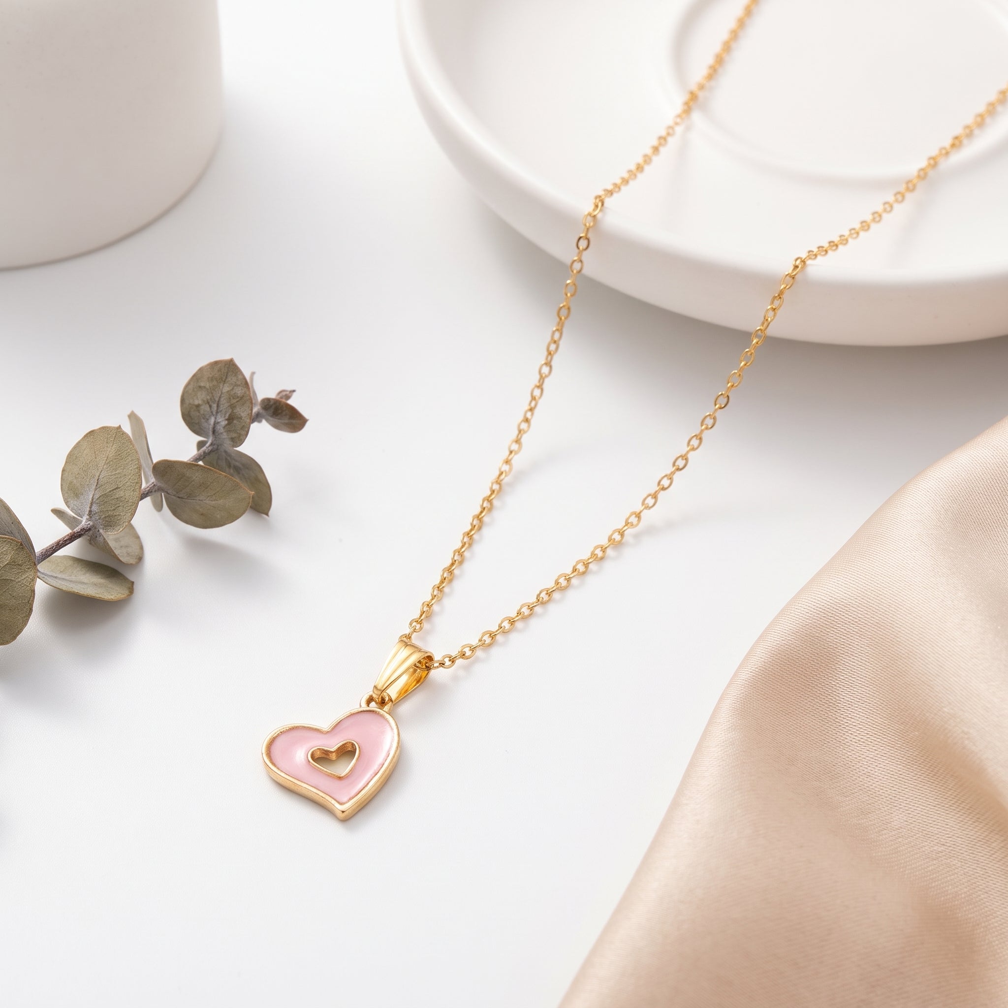 Blush Heart Pendant Necklace